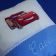 Blue and white pillowcase with embroidered Cars hero