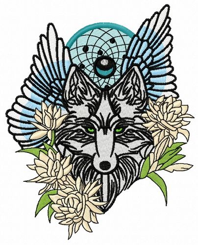 Tribal wolf 7 machine embroidery design