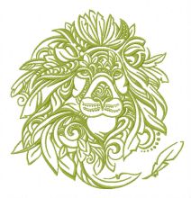 Feathered lion embroidery design