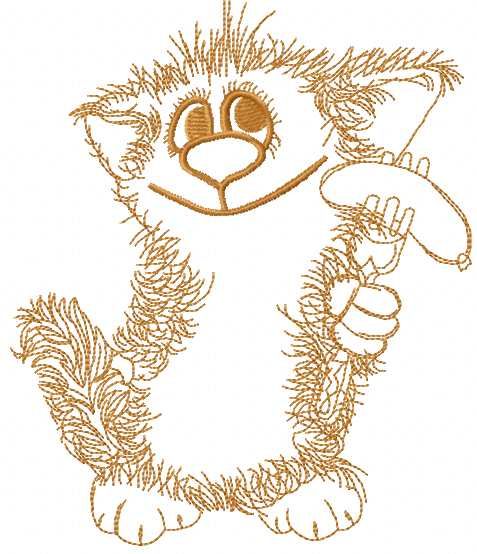 Cat with fork and sausage embroidery design
