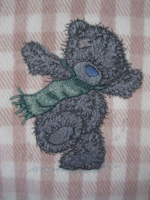 Tatty Teddy Bear winter applique machine embroidery design