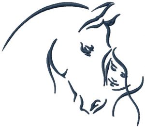 Diseño de bordado estilo boceto de caballo y niña