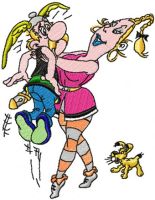 Asterix and Falbala embroidery design