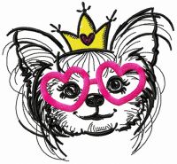 White chihuahua embroidery design