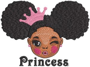 Winking princess embroidery design
