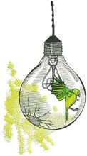 Humming bird in lamp embroidery design