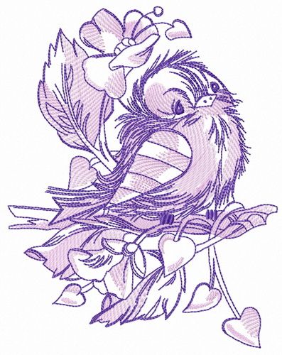 Sad sparrow purple gamma machine embroidery design