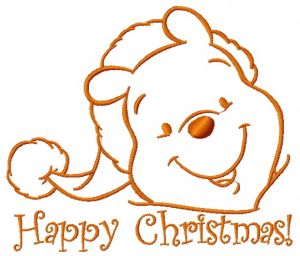Winnie the Pooh in santa hat 4 embroidery design