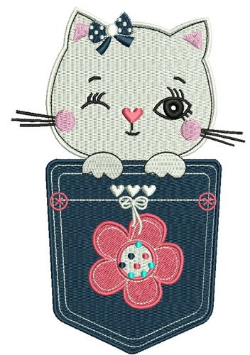 Kitten in pocket 2 machine embroidery design