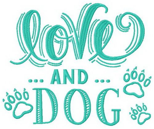Love and dog machine embroidery design