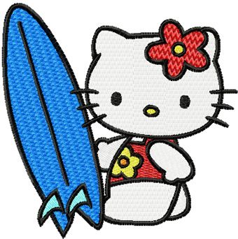 Hello Kitty Surfer machine embroidery design
