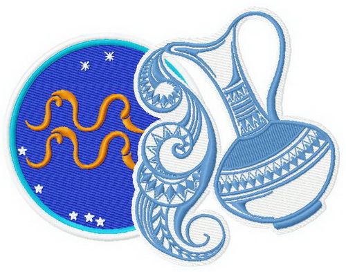 Zodiac sign Aquarius 3 machine embroidery design
