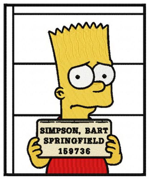 Bart in prison machine embroidery design