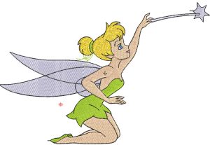 Tinkerbell with magic wand embroidery design