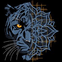Panther lotus geometric pattern embroidery design