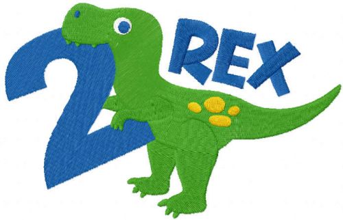 T-rex second birthday embroidery design