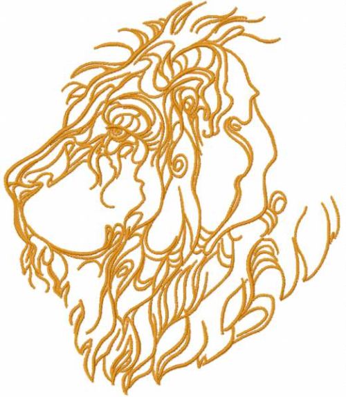 Lion one colored free embroidery design