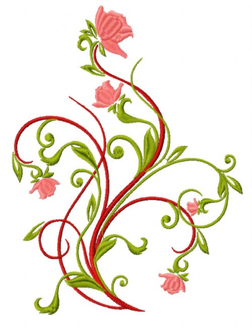 Winding rose machine embroidery design      