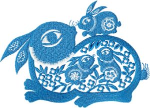 Cute family of rabbits embroidery design