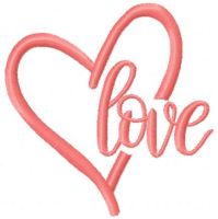 Love pink heart free embroidery design 2