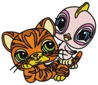 Petshop cat and bird 2 embroidery design