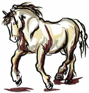 Desenho de bordado cavalo castrado galopante