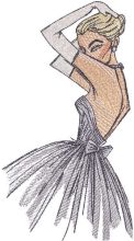 Blonde in a ball gown embroidery design