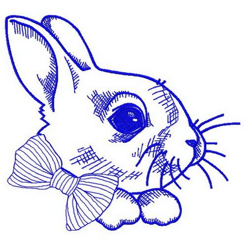 White bunny 5 machine embroidery design