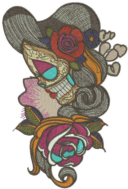 Wild rose girl machine embroidery design