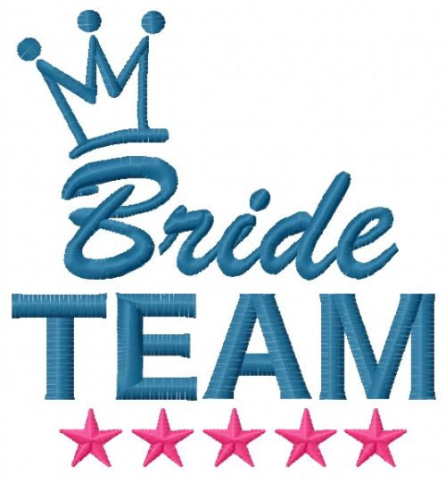 Bride team machine embroidery design