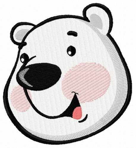 Polar bear face machine embroidery design