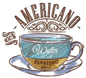Cup with americano embroidery design
