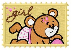 Postage stamp Girl embroidery design