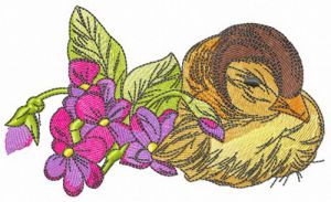 Sleepy duckling embroidery design