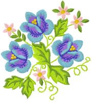 Blue spring bouquet embroidery design