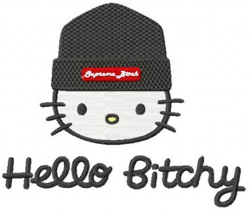 Hello Kitty hello bitchy machine embroidery design