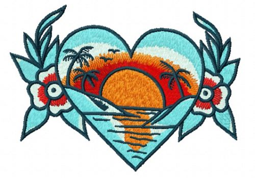 Sunset in my heart machine embroidery design