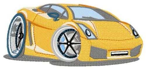 Yellow car machine embroidery design