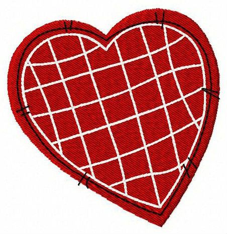 Stitched heart machine embroidery design