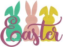 Trio Easter bunny embroidery design