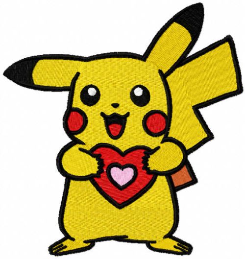 Pokemon with heart embroidery design