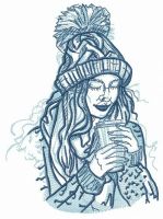 My winter morning with coffee embroidery design