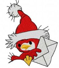 Bird with Christmas mail embroidery design