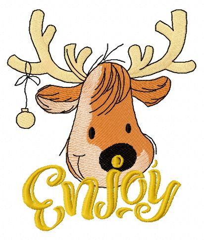 Cute Christmas deer 4 machine embroidery design
