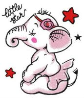 Little elephant star embroidery design