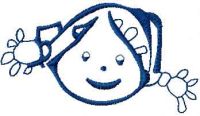 Happy girl face free machine embroidery design 2