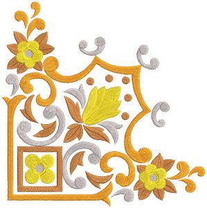 Gold corner for napkin embroidery design