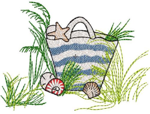 Beach bag shells free embroidery design