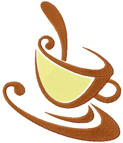 Coffee cup free machine embroidery design