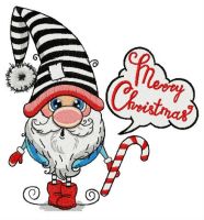 Merry Christmas surprised gnome embroidery design